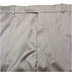 6 East Dress Pants 40 (40x30.5 Cuffed) Men Wool Flat Front Taupe Brown M90039801